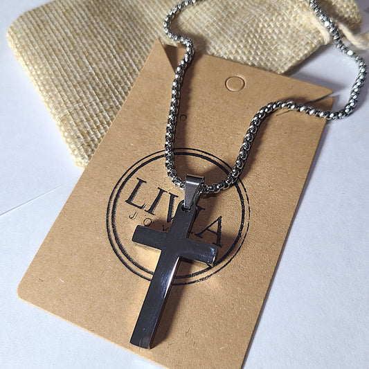 Collar cruz plateada | Acero quirúrgico