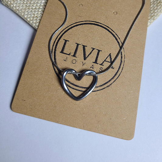 Collar corazón plateado | Acero quirúrgico