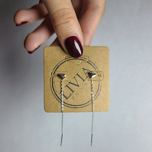 Caravanas corazón linea del oido | Plata 925