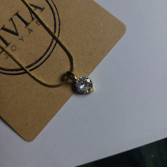 Collar con zirconia dorado | Acero quirúrgico