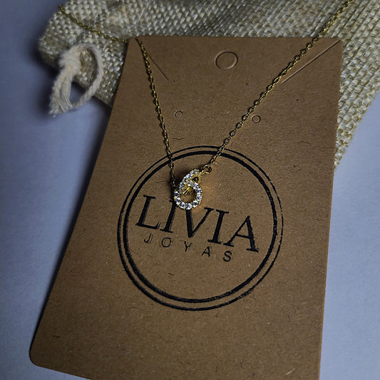 Collar dos aros zirconia dorado | Plata 925