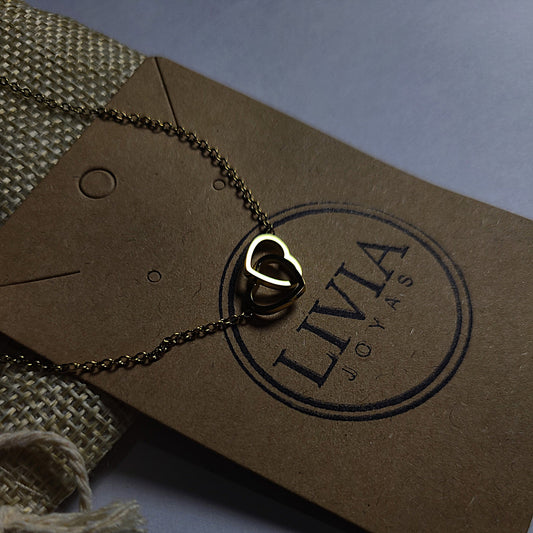 Collar dos corazones dorado | Acero quirúrgico